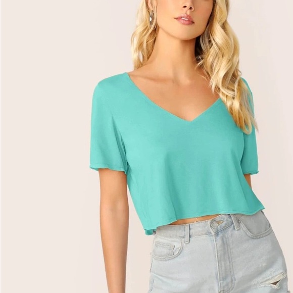SHEIN Tops - V-Neck Solid Top